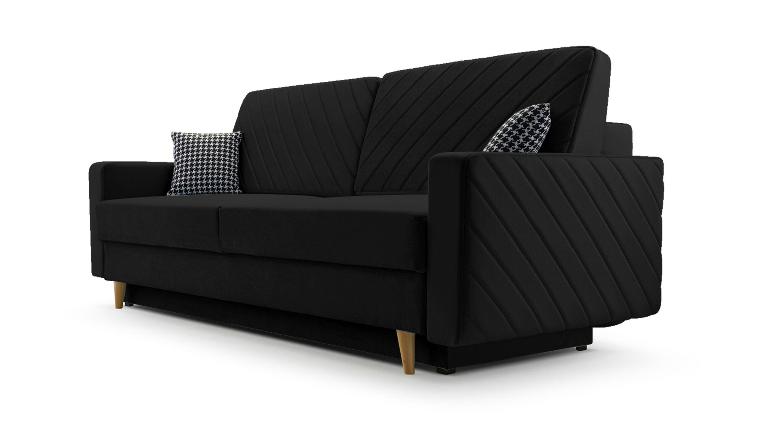 SCHLAFSOFA - California - Kronos 07 Schwarz - Schwarz, Holz (230/96/97cm) - Möblo