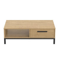 COUCHTISCH 1 Schublade und 1 Nische Dekor Eiche Hamilton und Schwarz - L110,4 cm - Apfelbaumfarben, Holzwerkstoff (110.4/50/36.9cm) - Calicosy