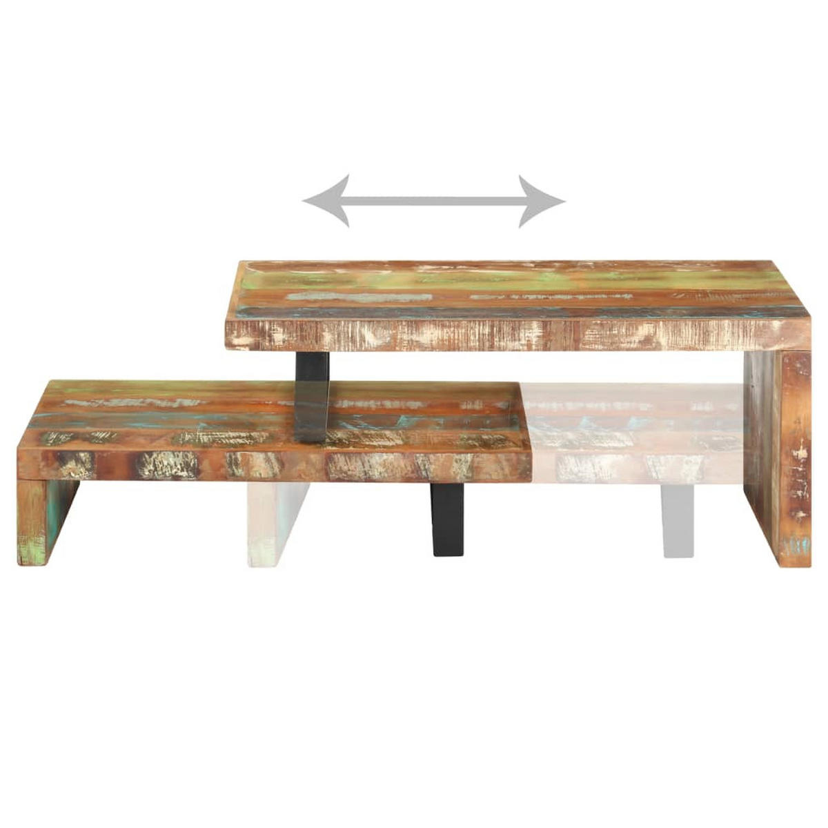 2-TLG. Couchtisch-Set Recyceltes Massivholz - Braun, Holzwerkstoff (90/50/40cm) - furnicato
