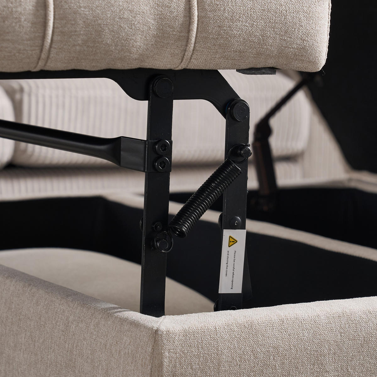 HOCKER Couchtisch,Aufbewahrungsstuhl,höhenverstellbar,Leinen,Beige - Beige, Metall (75/41/75cm) - LVHOM