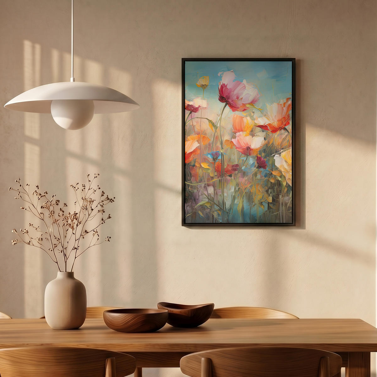 LEINWAND Bilder mit Rahmen - Blumen - Aquarell - Kunst - Botanisch - Natur - 40x60 - Orange, Textil (40/60cm) - MuchoWow