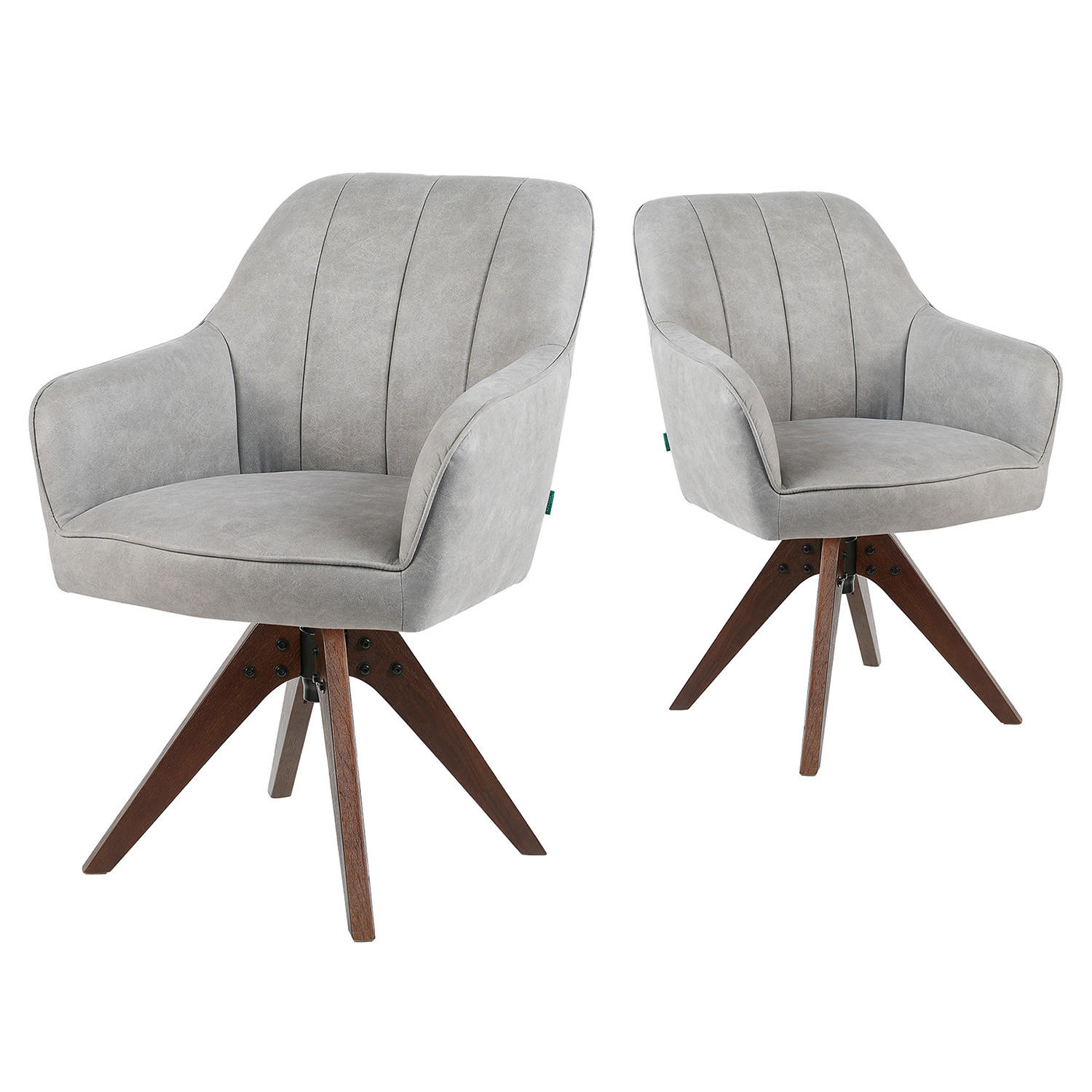 ARMLEHNSTUHL Mika-Noah 2er-Set - Nussbaumfarben/Hellgrau, Eichenholz/Holz (60/87/65cm) - DUBI Möbel