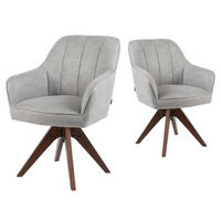 ARMLEHNSTUHL Mika-Noah 2er-Set - Nussbaumfarben/Hellgrau, Eichenholz/Holz (60/87/65cm) - DUBI Möbel