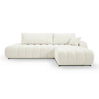 ECKSOFA GIOIA R-S Creme Boucle-Stoff mit Schlaffunktion - Creme, Holz (276/176cm) - MASSENO