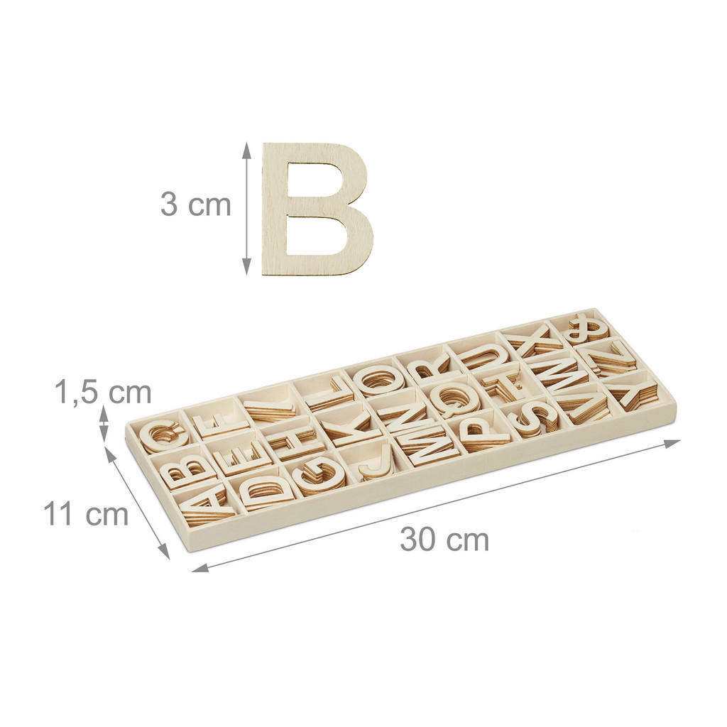 Thumbnail - Relaxdays Holzbuchstaben, Beige, Holz, 11x1.5x30 cm, Spielzeug, Kinderspielzeug, Malen & Basteln