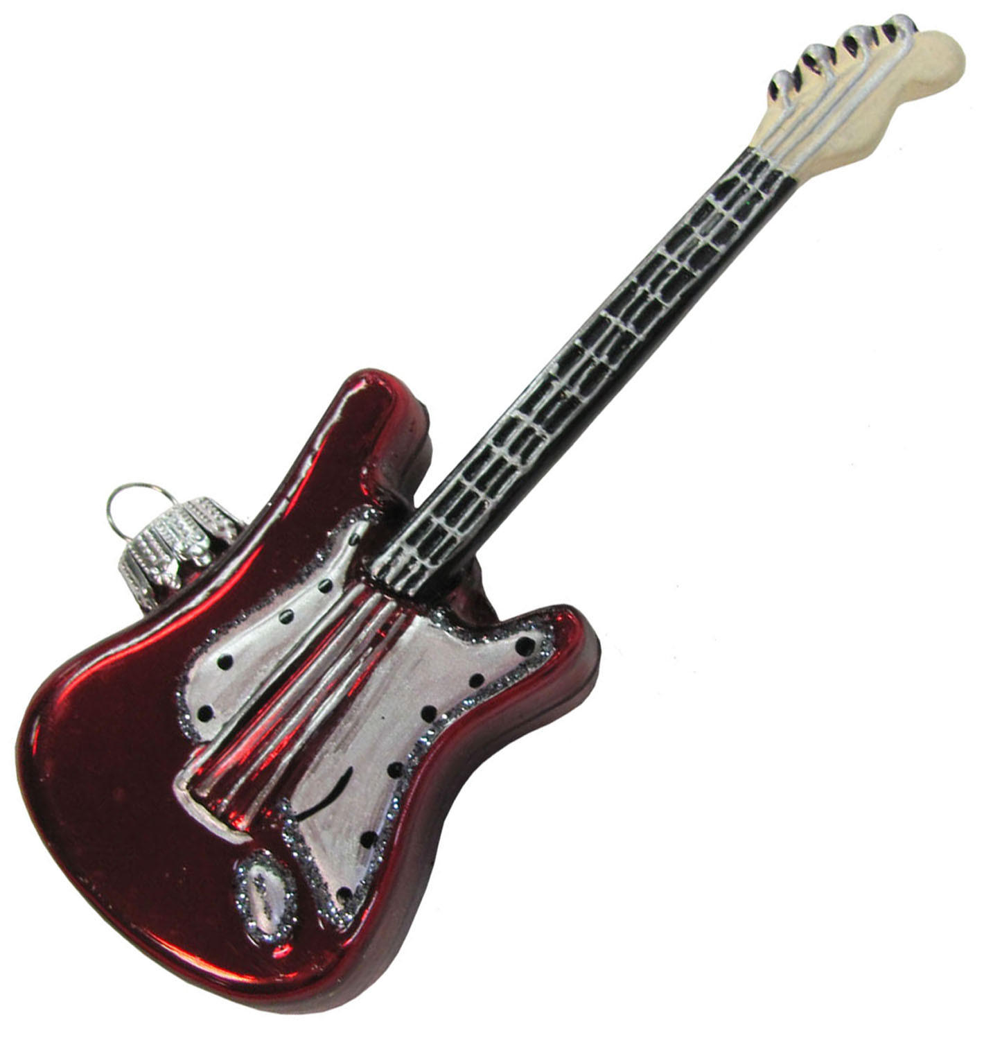 CHRISTBAUMSCHMUCK E-Gitarre Rot 11cm (Glas / 1 Stk.) - Rot, Glas (4/11/2cm) - Krebs Glas Lauscha