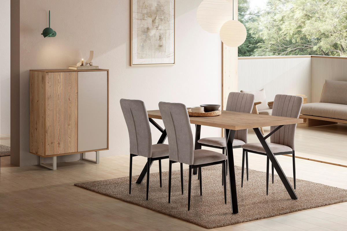 ESSZIMMERSTUHL Holly Grau 43/58/46 cm 4er-Set - Grau, Textil (58/46/43cm) - Calicosy