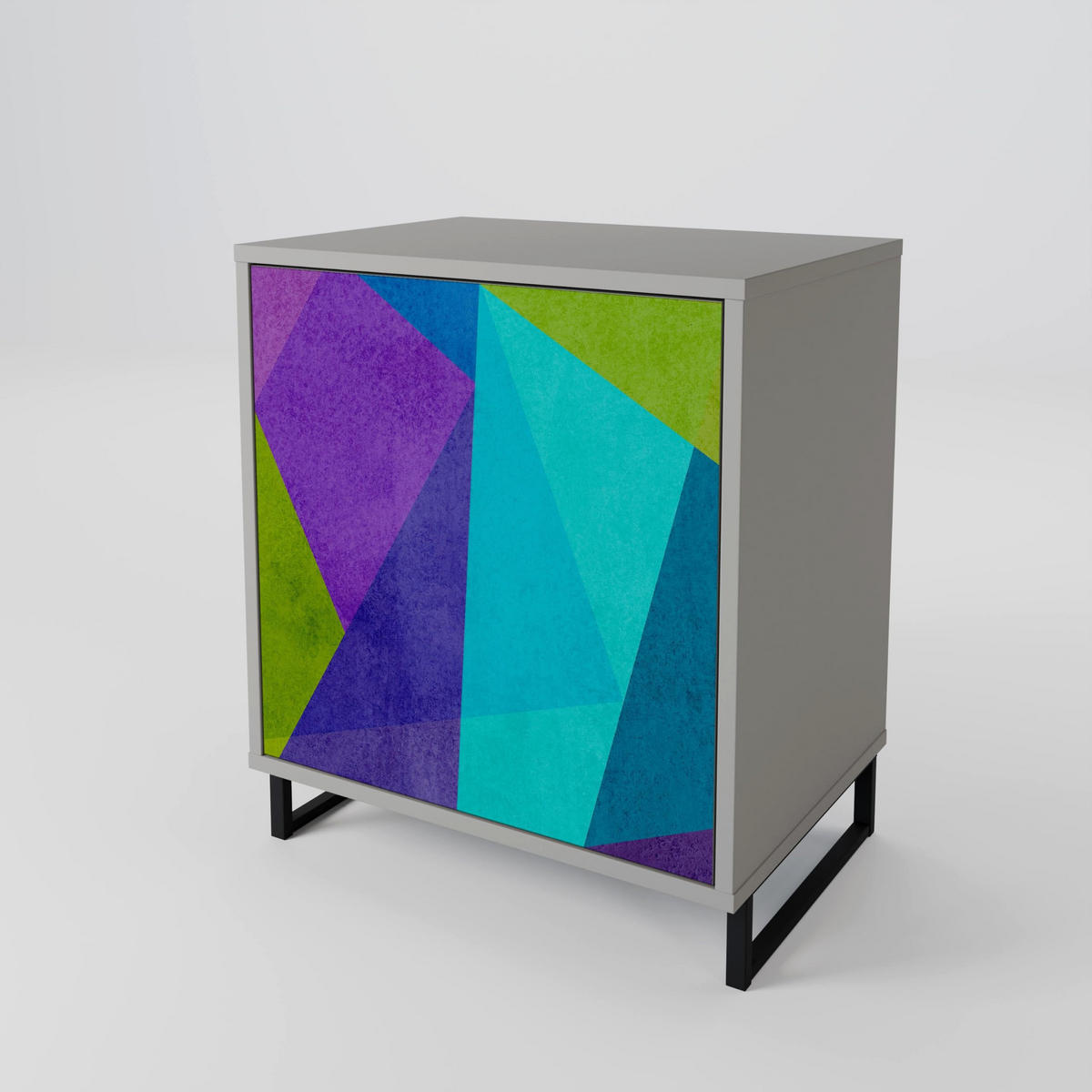 SIDEBOARD COLD SHOWCASE, Grau, 57,5x42x77,5 cm, Schräge Buchenholzfüße - Buchefarben/Multicolor, Holzwerkstoff/Buchenholz (57.5/77.5/42cm) - SpaceRebels