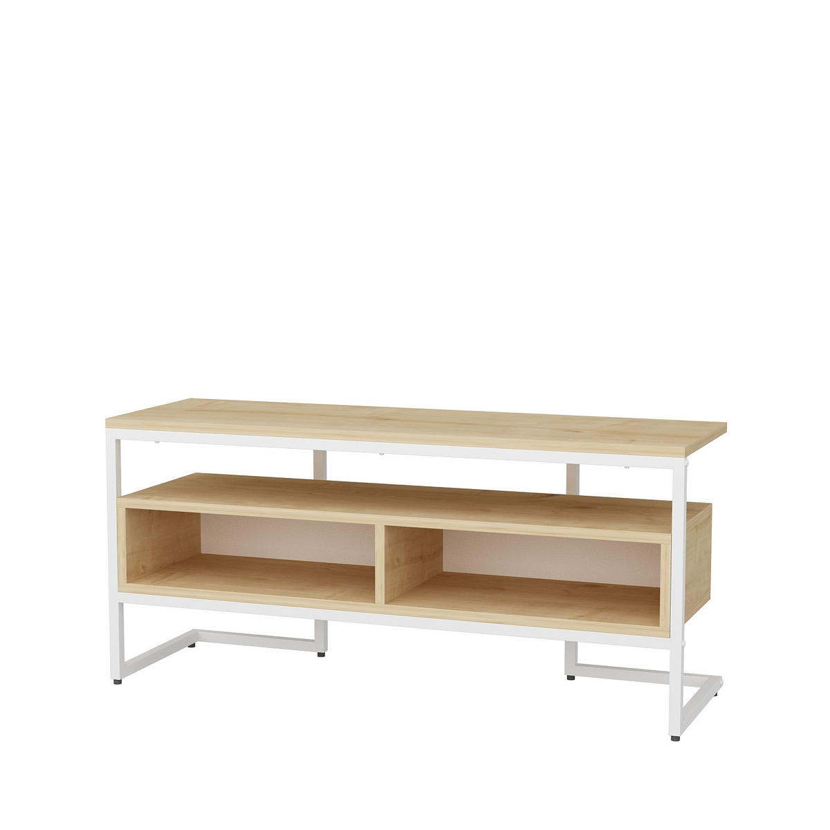TV-ELEMENT Merrion Weiß und Eiche Safir - Eichefarben/Weiß, Holzwerkstoff (111/51/35cm) - Decorotika