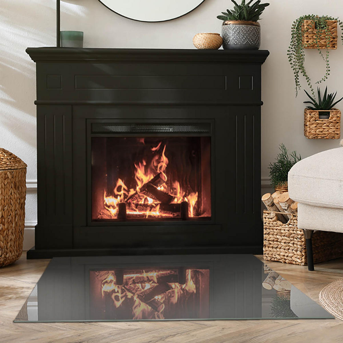 GLASPLATTE für Kamin 100x70 cm Grau - Grau, Glas (100/70/0.4cm) - ArtPrintCave