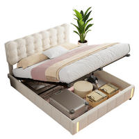 POLSTERBETT 140/200 cm Beige mit Bettkasten und LED-Beleuchtung - Beige, Holz (140/200cm) - SHOPENTRA