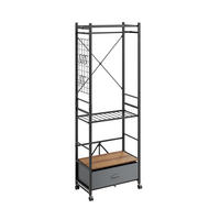 VISOKI stojeci vješač za odjeću s kutijom i kolicima - boje javora, krzno (60/175/32cm) - SoBuy