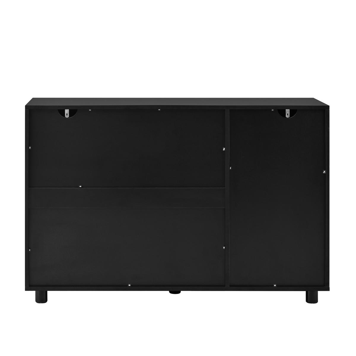 SIDEBOARD 40/69,5 cm černá z MDF, s push-to-open a skleněnou vložkou - černá, kompozitní dřevo (120/78.5/40cm) - BEAOK