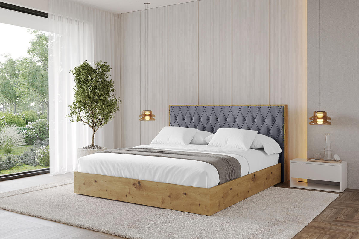 POLSTERBETT mit Bettkasten und Lattenrost, Bett mit Matratze H3/H4 - ENZO5 120x200 Dunkelgrau - Dunkelgrau, Holzwerkstoff/Textil (120/200cm) - ALTDECOR