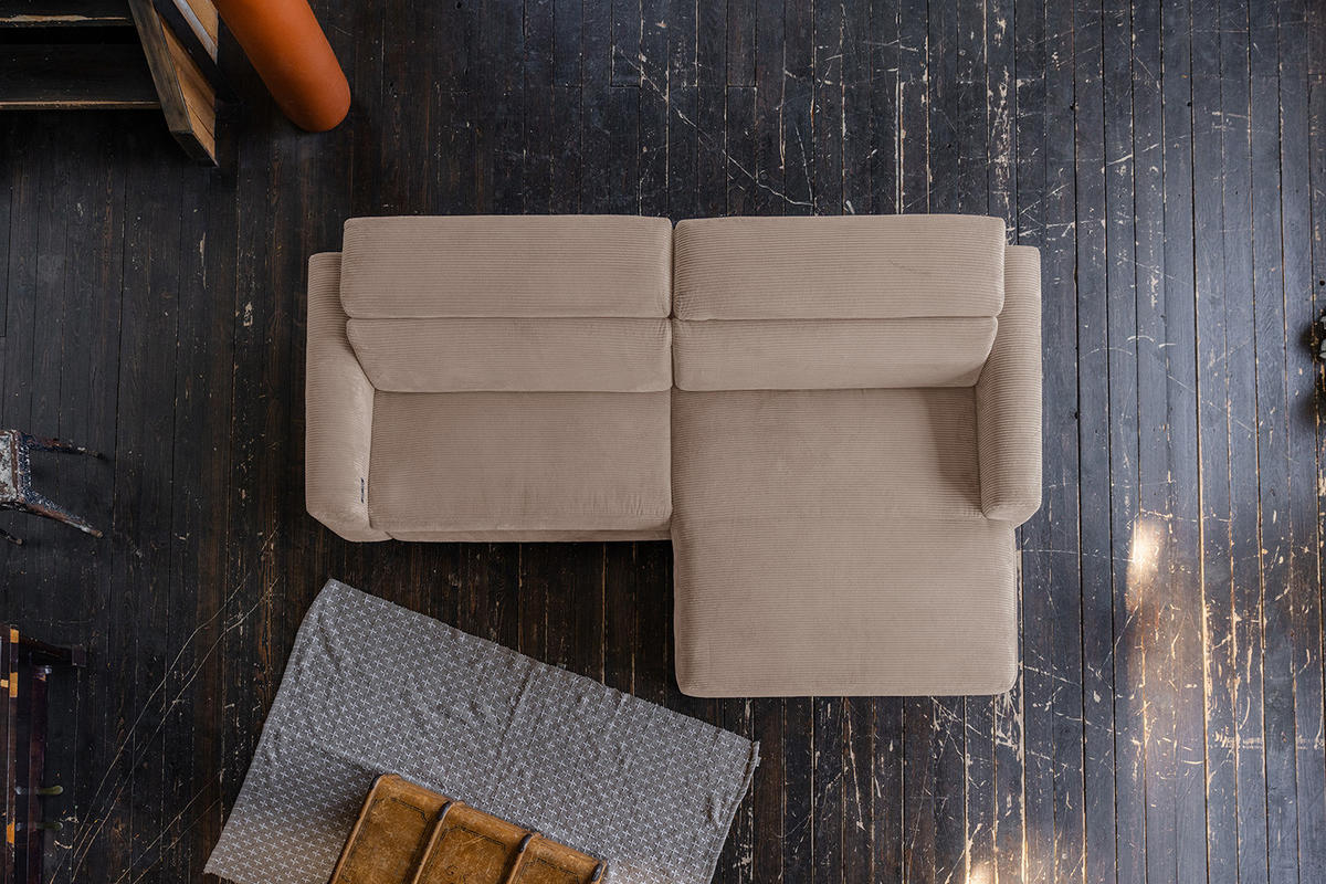 ECKSOFA LAISKA Taupe Cord - Taupe/Schwarz, Textil/Metall (282/177cm) - KAWOLA