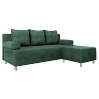CANAPEA EXTENSIBILA Dover Reiat cu taburet - culoare crom/verde, material plastic/material textil (192/80cm) - MIRJAN24