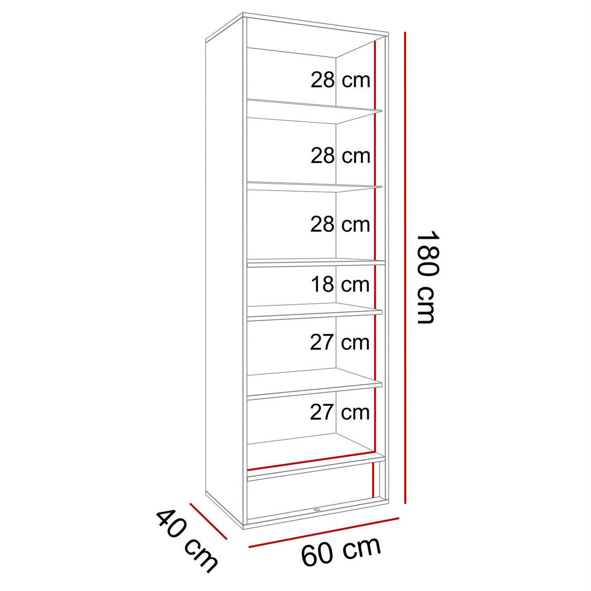 VITRINE VILLA II mit Wotan Eicheneinsatz - Eiche Wotan/Weiß, Holzwerkstoff (60/180/40cm) - Lookway
