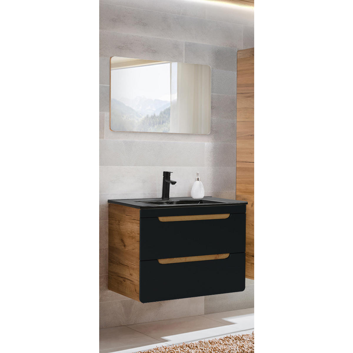 BADMÖBEL-SET 2-TLG. New-luton - Anthrazit, Holzwerkstoff (81/195/46cm) - Lomado