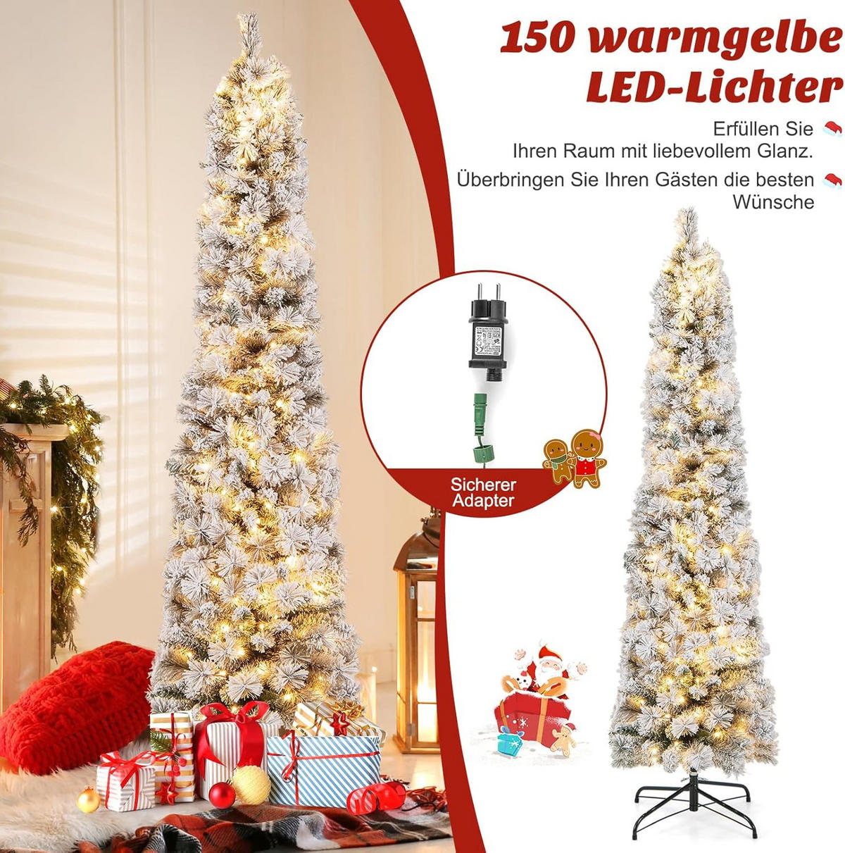 WEIHNACHTSBAUM Weiß - Weiß, Kunststoff (180cm) - COSTWAY