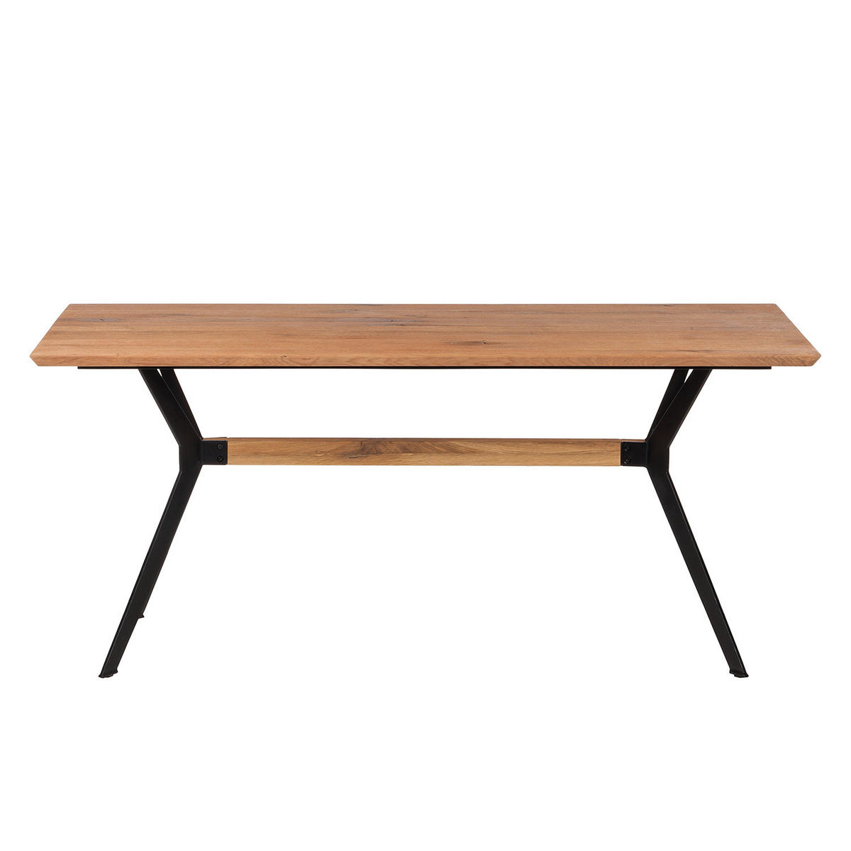 ESSTISCH - Zerreiche / Wildeiche massiv / Metall - Braun, Holz/Metall (90/180/76cm) - home24