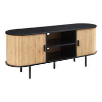 TV-ELEMENT Tvedestrand - Schwarz/Naturfarben, Holzwerkstoff/Metall (140/55/40cm) - [en.casa]