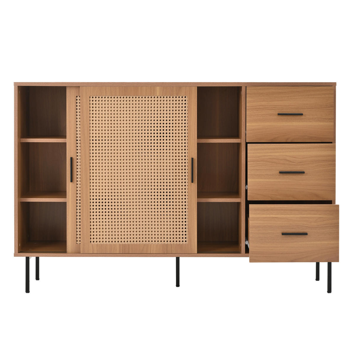 SIDEBOARD 140/91/37 cm Naturfarben aus Spanplatte mit Schiebetüren - Naturfarben, Holzwerkstoff (37/91/140cm) - OKMYHOME