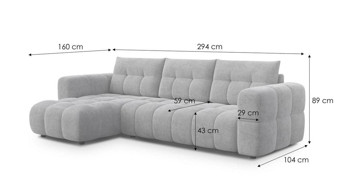 ECKSOFA CLOUDI 4-Sitzer links, marineblau - Blau/Schwarz, Holz/Textil (294/160cm) - Courtois Laville