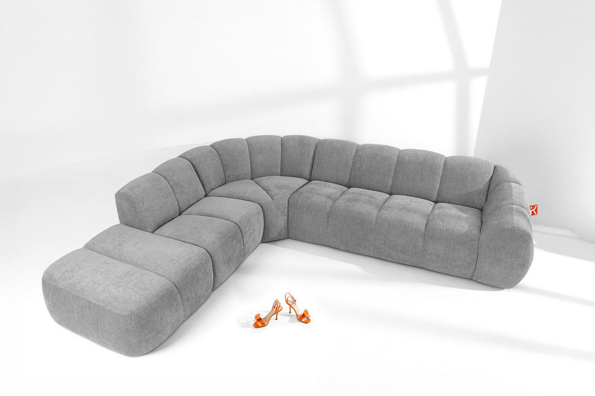 ECKSOFA LINKS FLAVA, hell Aschgrau - Hellgrau, Holz/Holzwerkstoff (310/274cm) - KONSIMO®