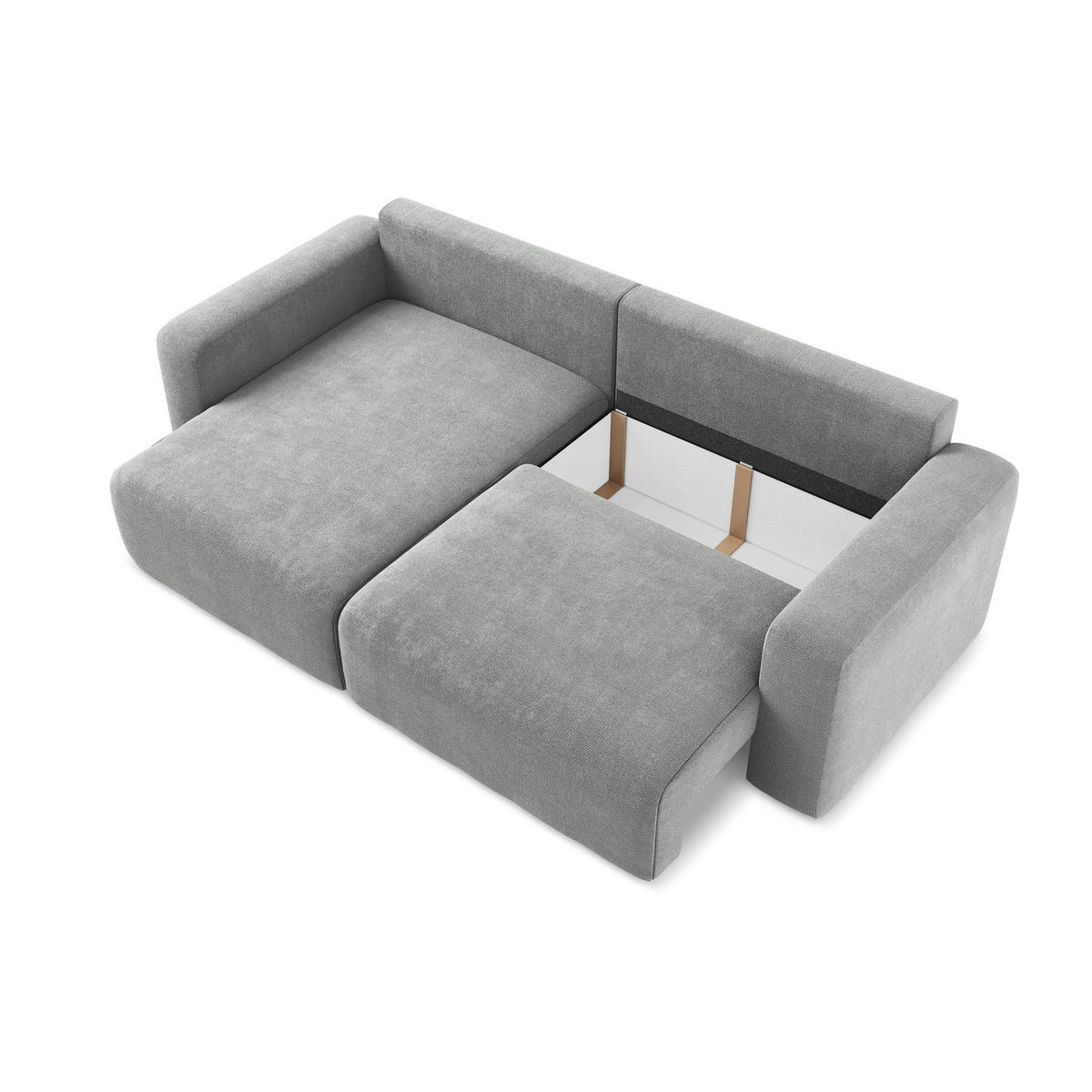 ECKSOFA mit Schlaffunktion links Chenille Stoff Grau - Blau/Schwarz, Kunststoff/Textil (149/244cm) - LaMiaSofa