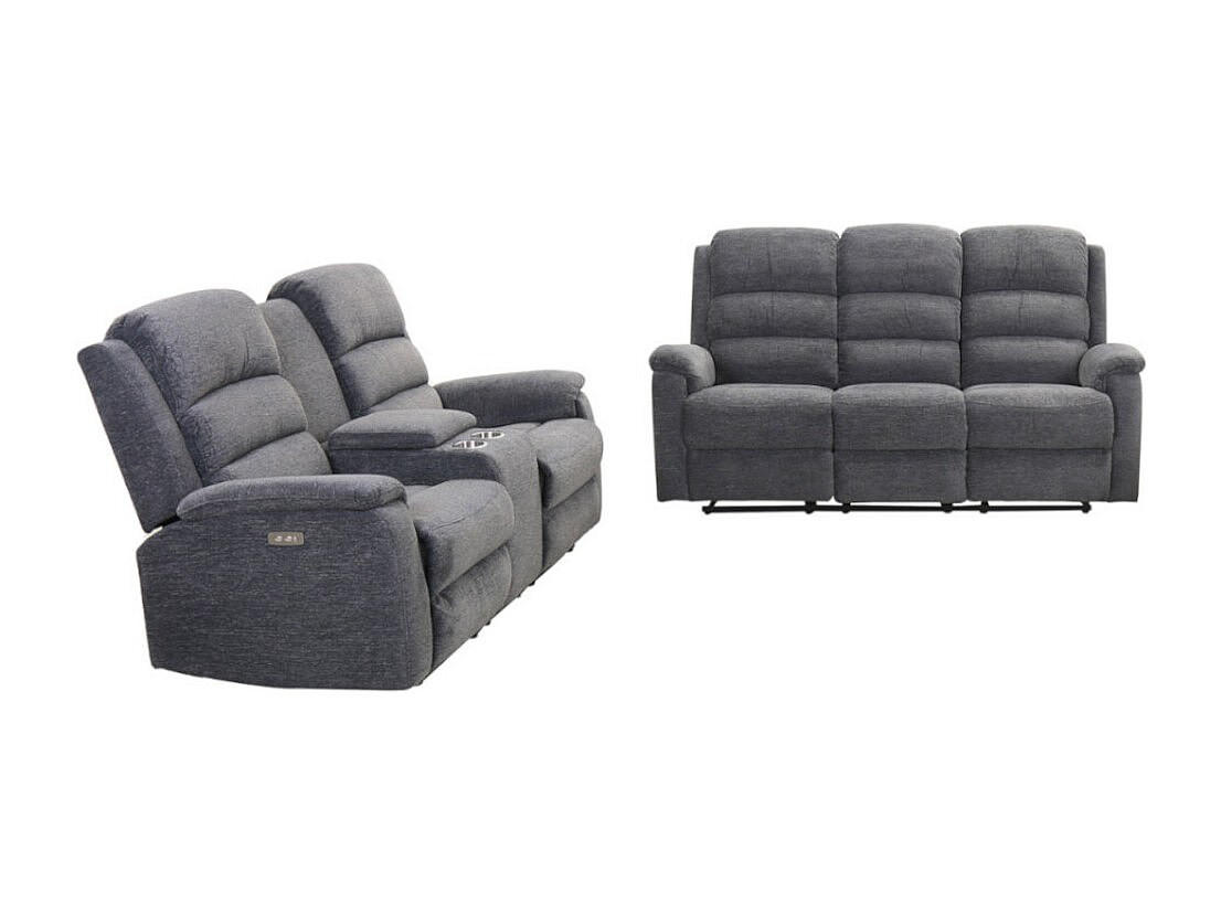 COUCHGARNITUR - 5 Personen - stoff - grau Nevers - Grau, Textil (187/103/95cm) - Vente-Unique