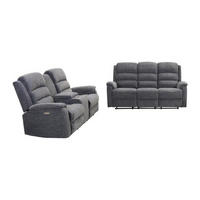 COUCHGARNITUR - 5 Personen - stoff - grau Nevers - Grau, Textil (187/103/95cm) - Vente-Unique