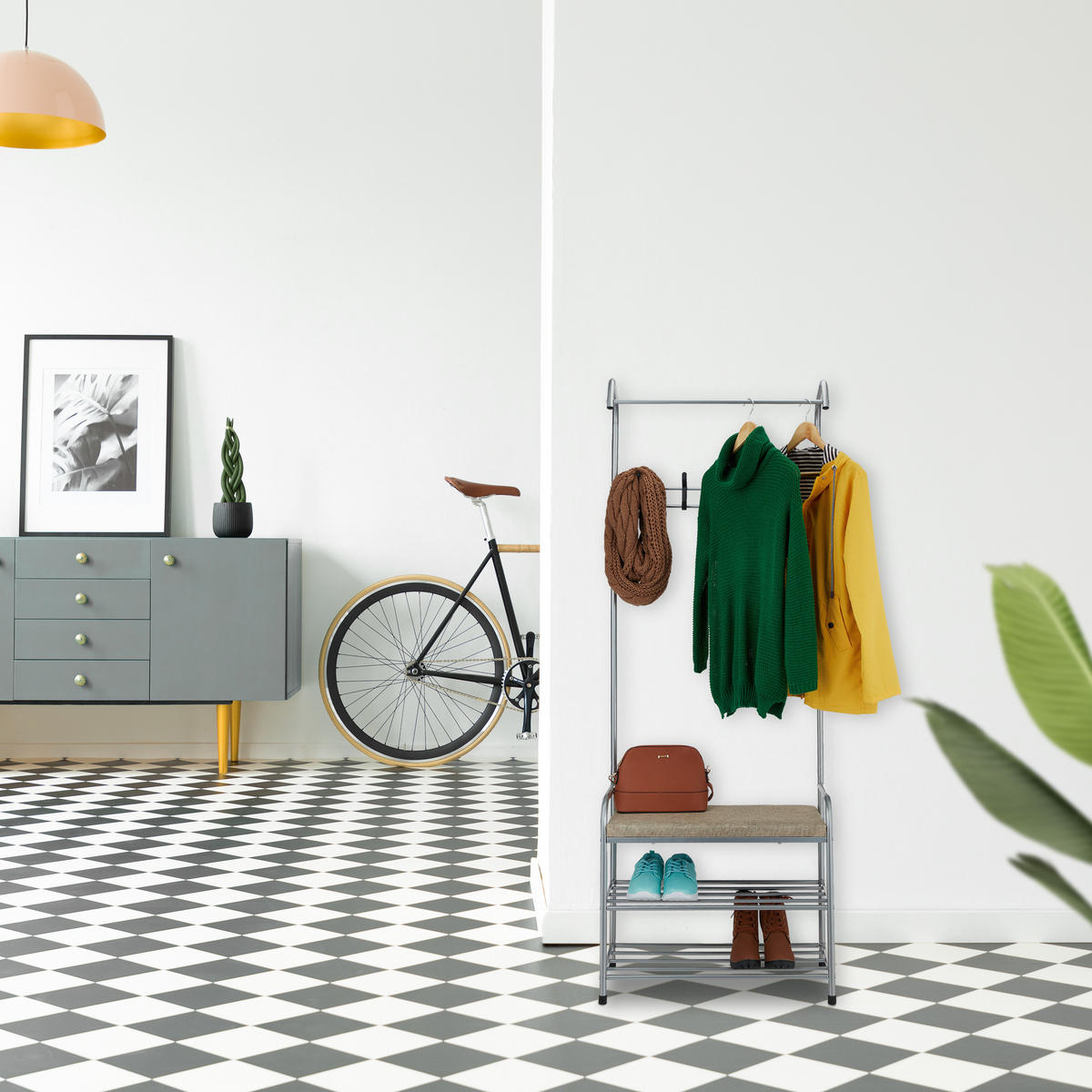 GARDEROBE - Grau, Textil/Metall (64/173/30cm) - Relaxdays