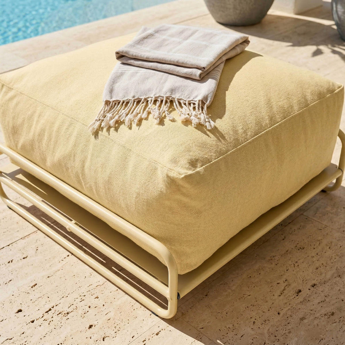 GARTENMÖBEL modularer Mixi 4er-Set, hellgelb - Gelb, Textil - Oviala