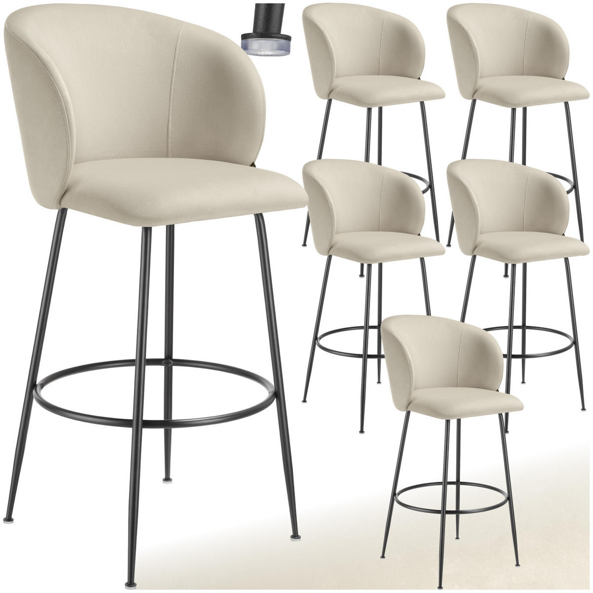 BARSTUHL Luana,51 x 60 x 106 cm, Belastbarkeit 120 kg,creme/schwarz - Creme/Schwarz, Kunststoff (51/106/60cm) - tectake