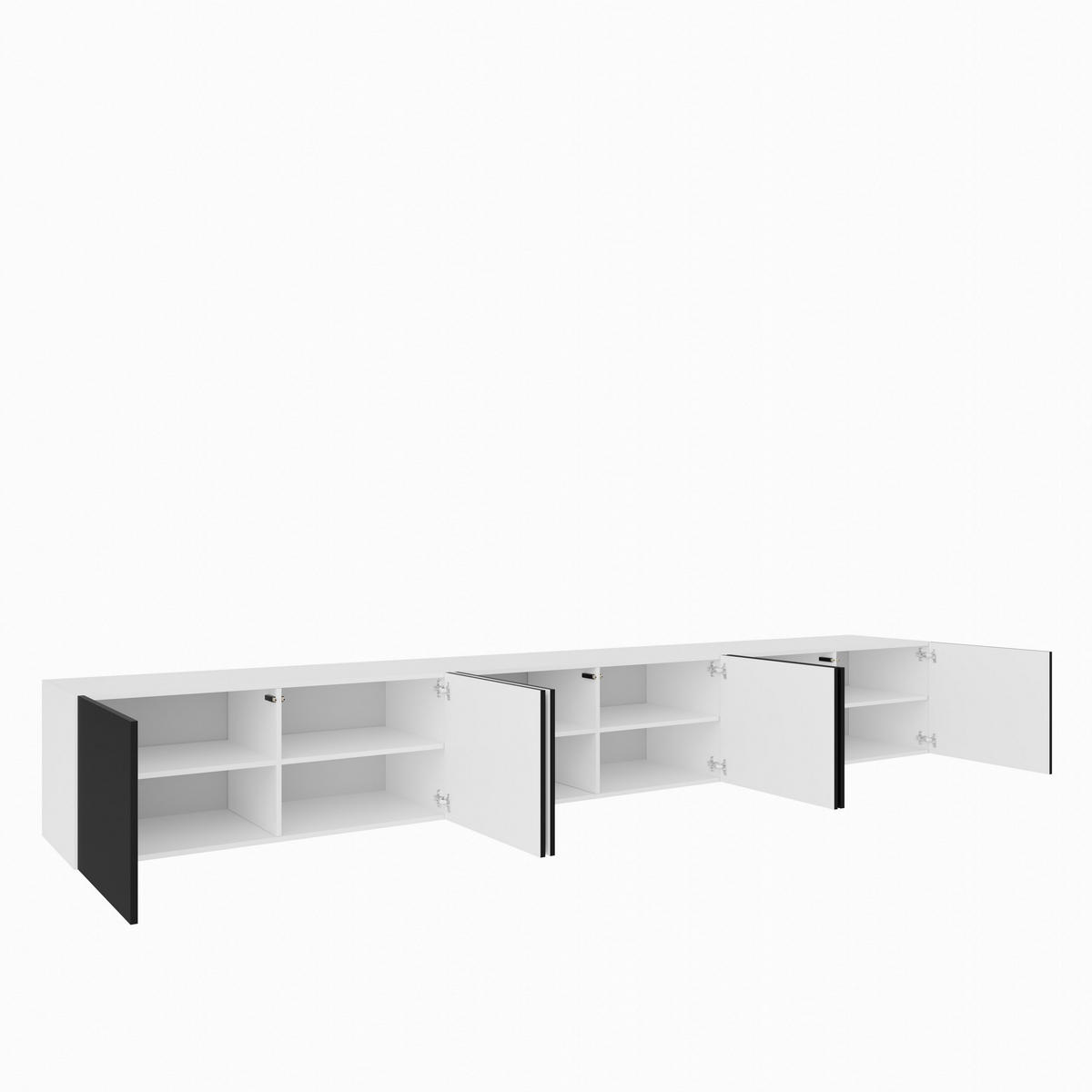 LOWBOARD MIVO 300/41/40 cm, Hängender TV-Schrank Weiß / Schwarz - Schwarz/Weiß, Holzwerkstoff (300/41/40cm) - MASSENO