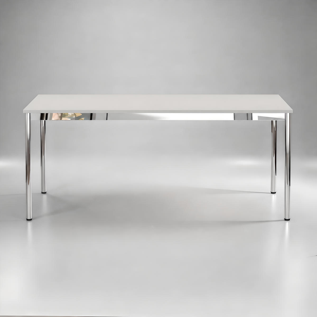 SCHREIBTISCH VST1 180 x 100 cm Lichtgrau – höhenverstellbar - Chromfarben/Grau, Holzwerkstoff (180/100/75.5cm) - Versee