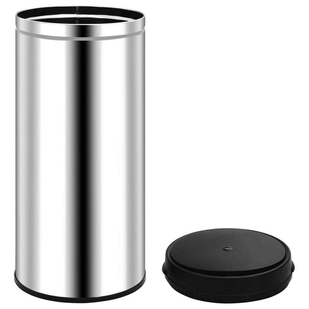 MÜLLEIMER mit Sensor 80L Edelstahl Abfalleimer Automatik - Silberfarben, Metall (36/86/36cm) - DELUKE