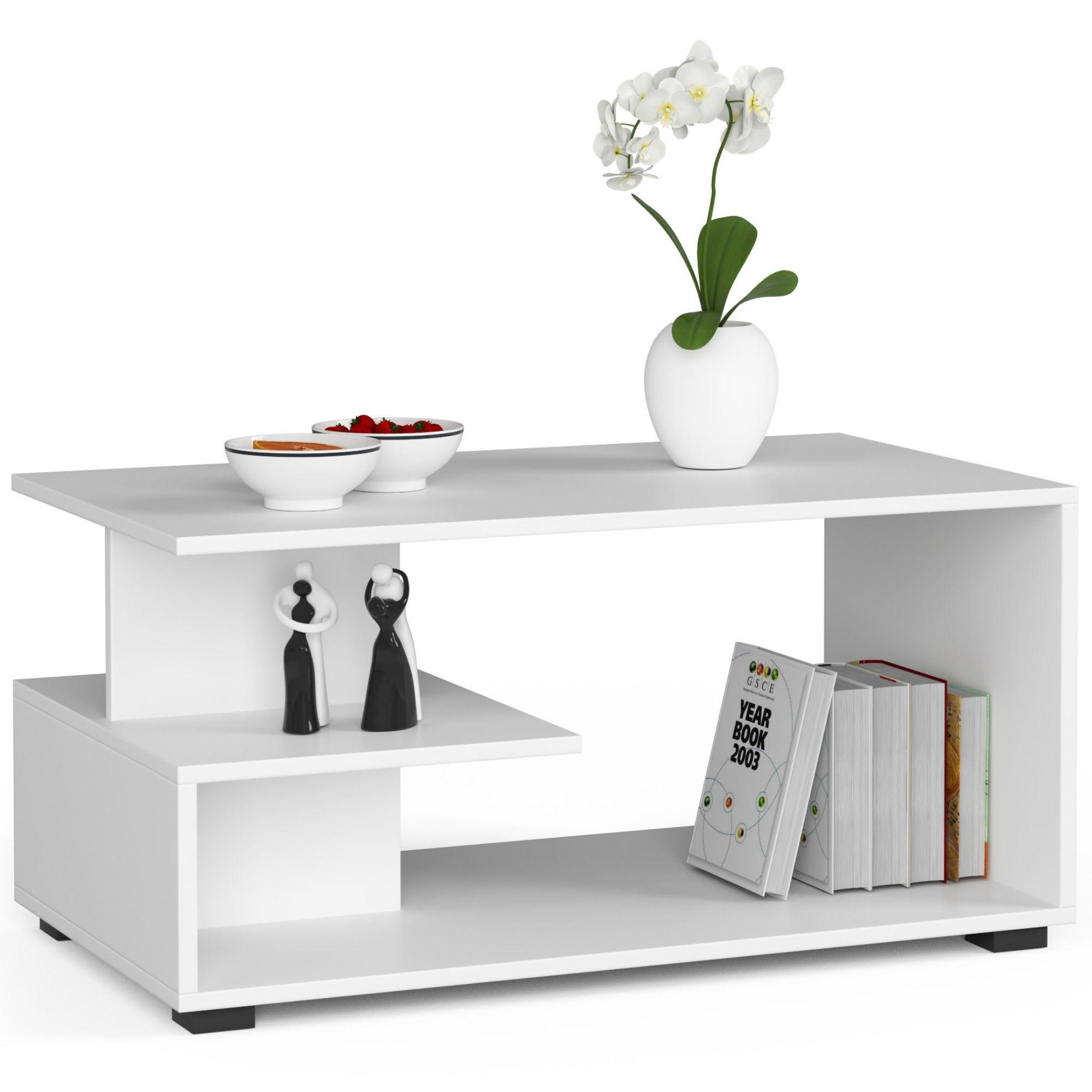 Akord Couchtisch Weiß 90x45x51 cm