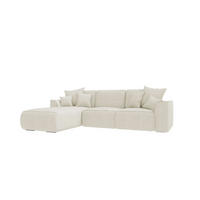ECKSOFA GUSTO Cordstoff Creme Links inkl. Schlaffunktion - Chromfarben/Creme, Kunststoff/Textil (295/194cm) - 99rooms