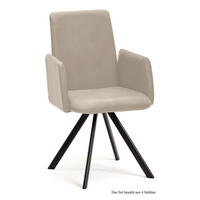 ARMLEHNSTUHL drehbar (4er-Set) Denys 52x92x60 Schwarz/Natur - Schwarz/Naturfarben, Kunststoff (60/92/52cm) - 58aufmkessel