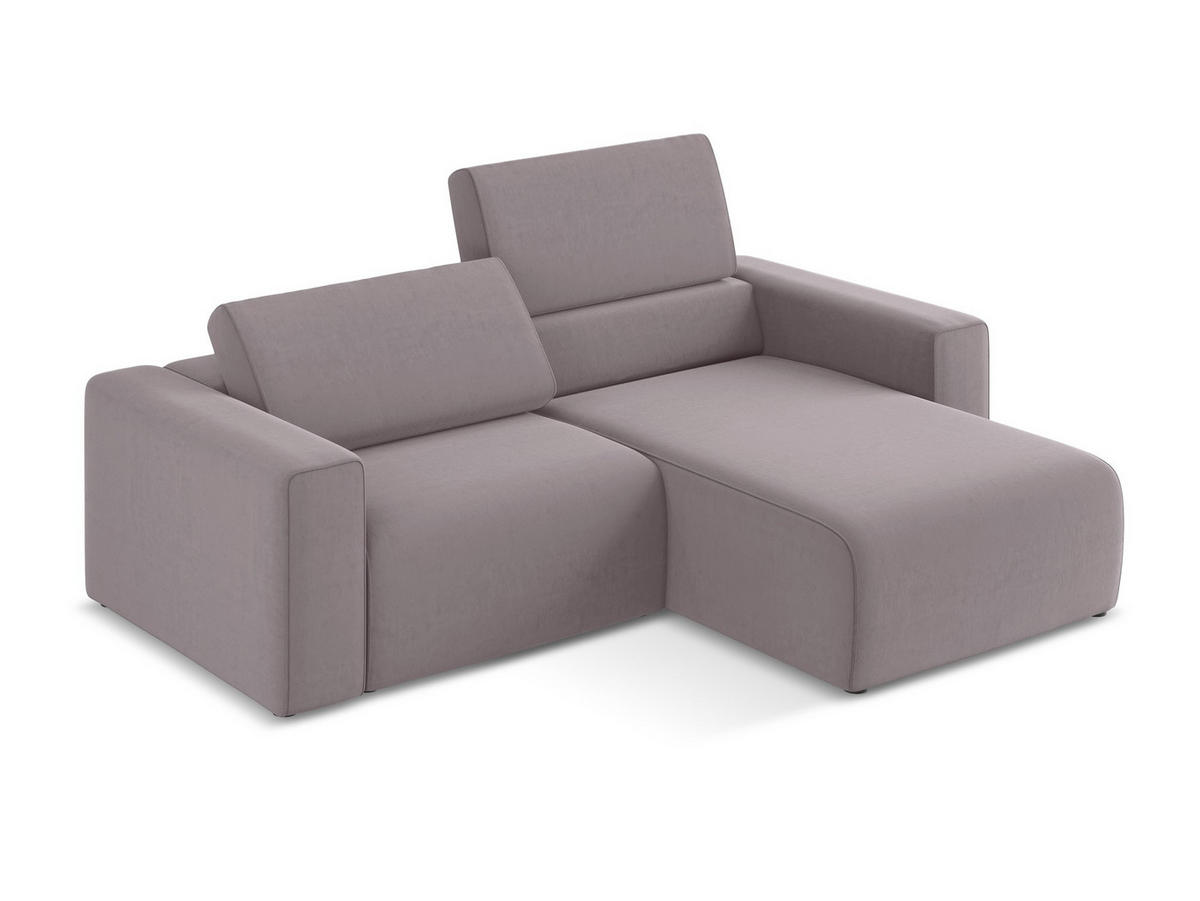 ECKSOFA Rechts Samt Stoff Violett - Lila/Flieder, Kunststoff/Textil (224/167cm) - Makamii