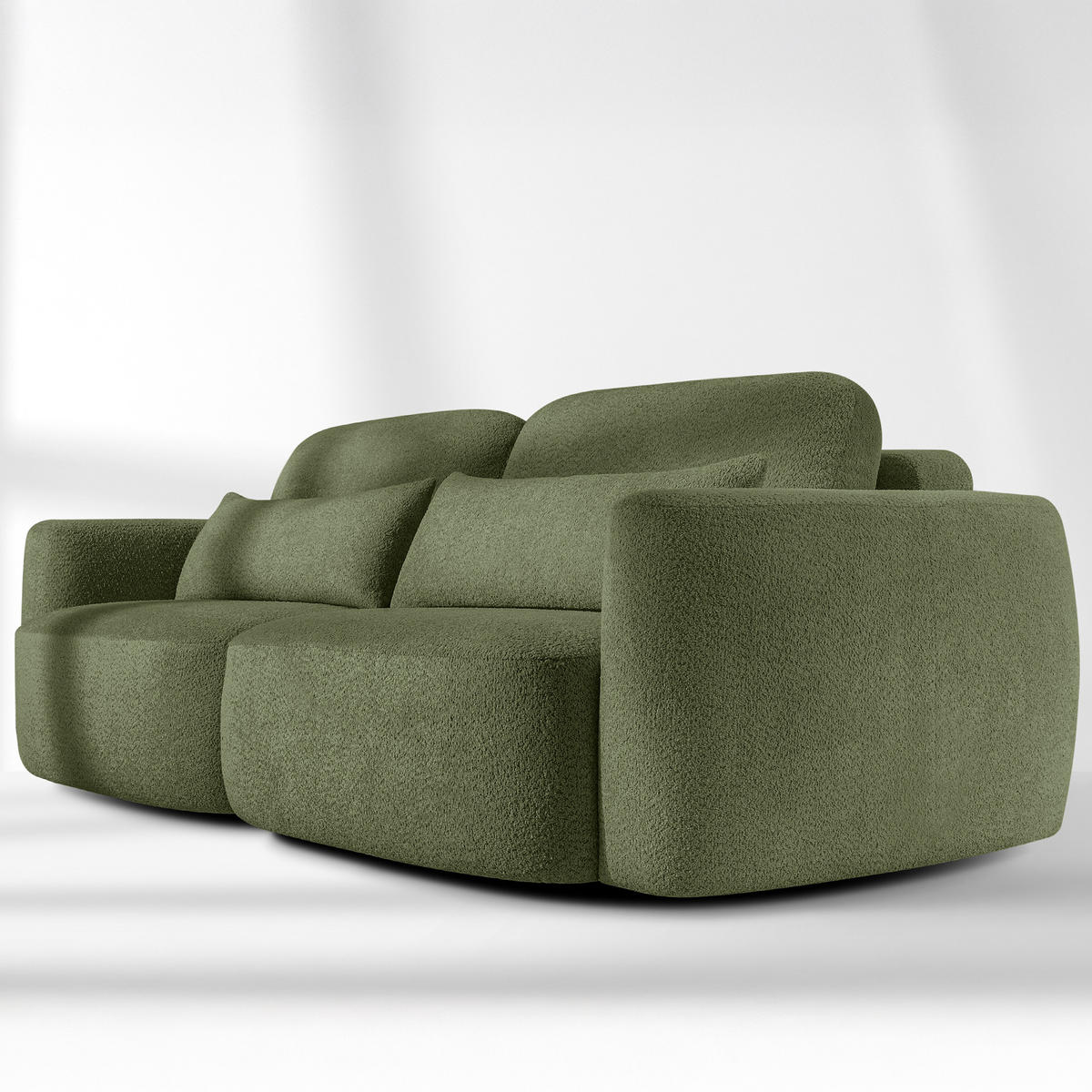 SOFA 3 ELOSA - Olivgrün, Holz/Textil (245/85/115cm) - KONSIMO®
