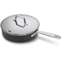 SAUTIERPFANNE Schmorpfanne / Sauteuse mit Deckel und langem Griff Maestro Alu Ø 24 cm – keramische antihaftbeschichtung - Schwarz, Metall (1/2/2cm)