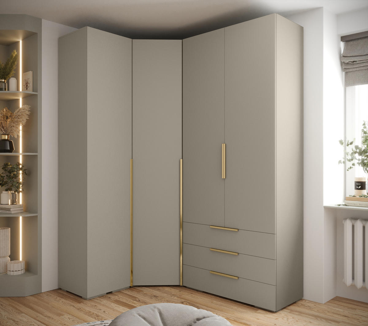GARDEROBEN-SET 236,7/181,7/47 - Kaschmir/Goldfarben, Holz/Kunststoff (181.7/236.7/47cm) - Abiks Möbel