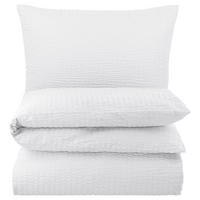 SEERSUCKER-BETTWÄSCHE 155x220 Uni Sommer Bettbezug Bügelfrei aus 100% Baumwolle, Bettbezüge einfarbig Weiß - Weiß, Textil (155/220cm) - Carpe Sonno