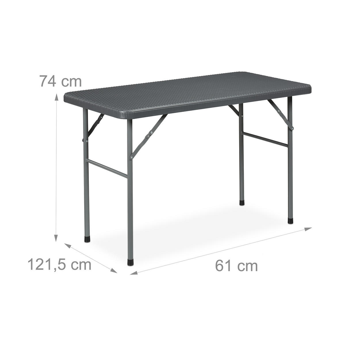 GARTENTISCH - Grau, Kunststoff/Metall (61/121.5/74cm) - Relaxdays