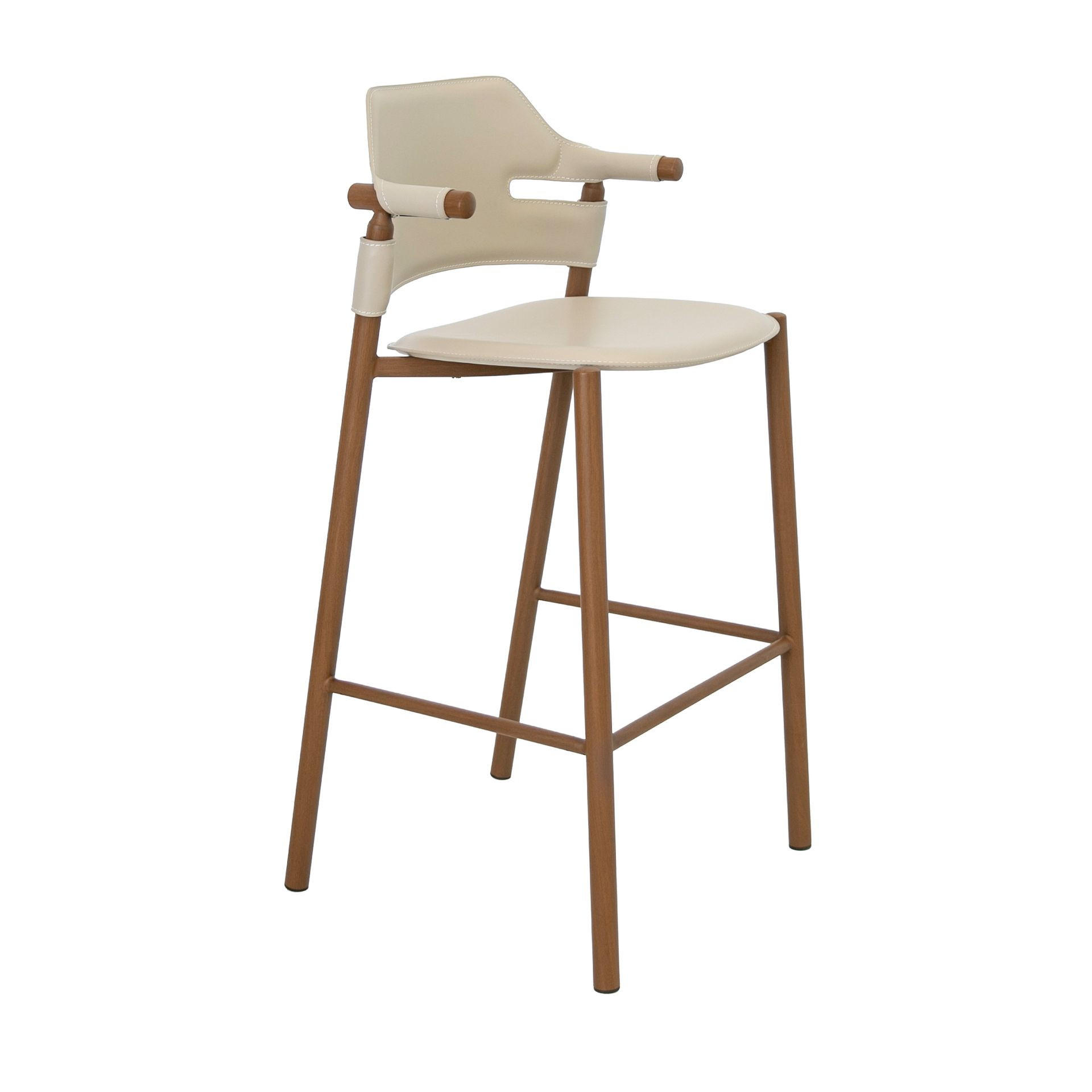 BARHOCKER Hocker aus regeneriertem Leder in Sandfarbe 53/48/104 cm - Sandfarben/Gelb, Leder/Holzwerkstoff (53/104/48cm) - ANGEL CERDA
