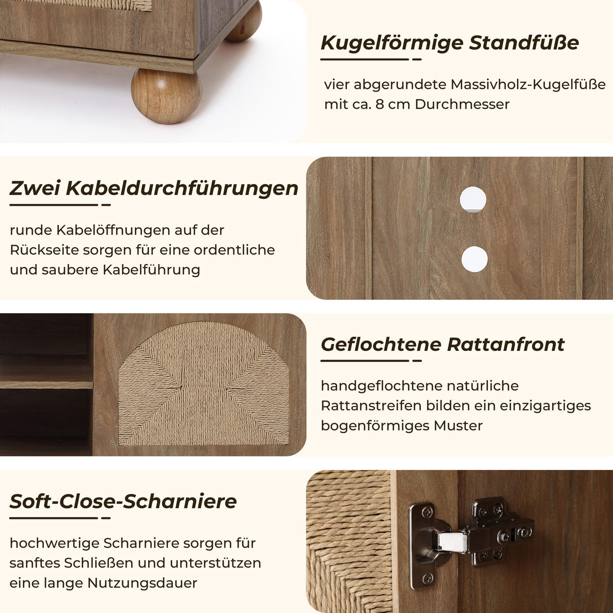 LOWBOARD TV-Schrank Retro, Holz | B140 x T40 x H48 cm - Braun, Holzwerkstoff (140/48/40cm) - Hometopia