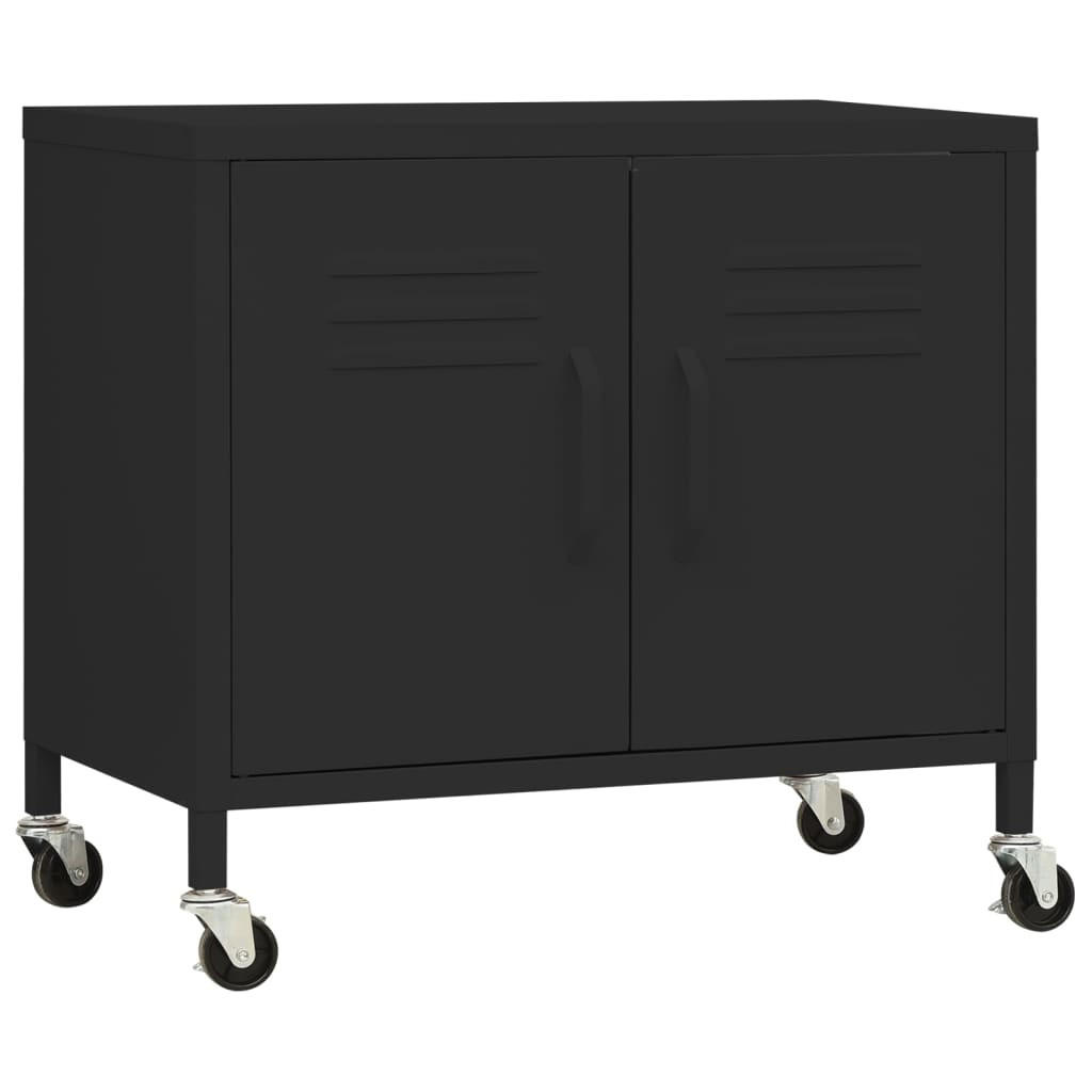 ROLLSCHRANK mit 2 Fächern, 60/35/56 cm, aus Stahl, in Schwarz - Schwarz, Metall (60/56/35cm) - vidaXL
