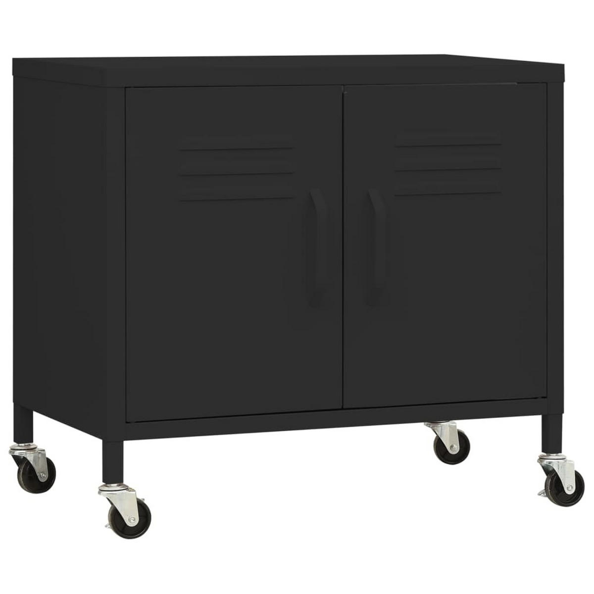ROLLSCHRANK mit 2 Fächern, 60/35/56 cm, aus Stahl, in Schwarz - Schwarz, Metall (60/56/35cm) - vidaXL